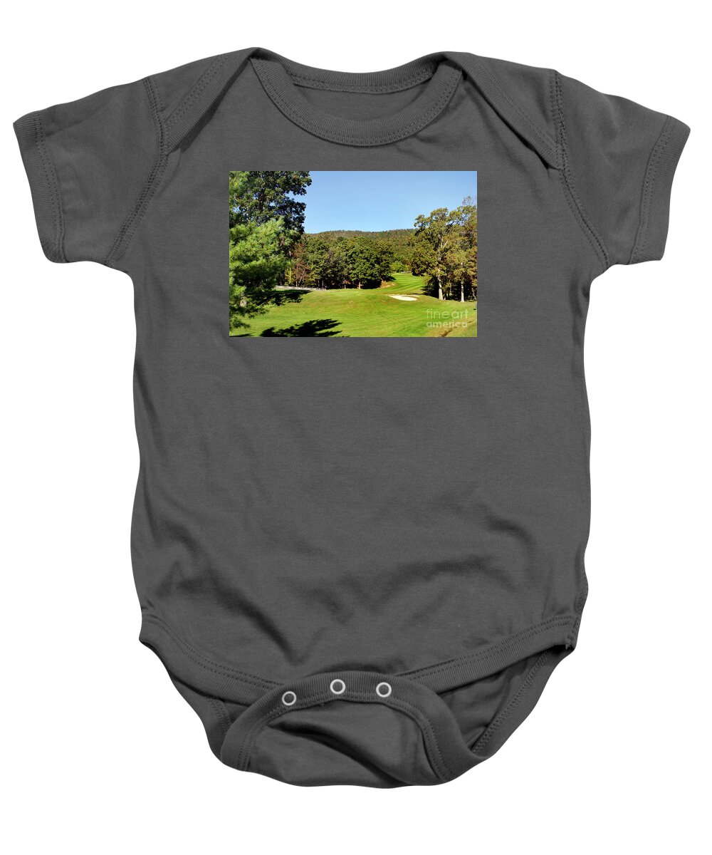 Scenic Tours Baby Onesie featuring the photograph Fall Golf by Skip Willits