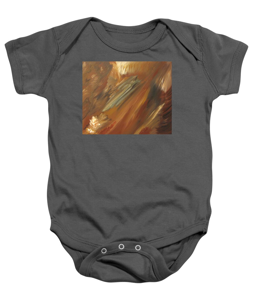 Abstract Baby Onesie featuring the painting Fall in Motion by Debbie Levene