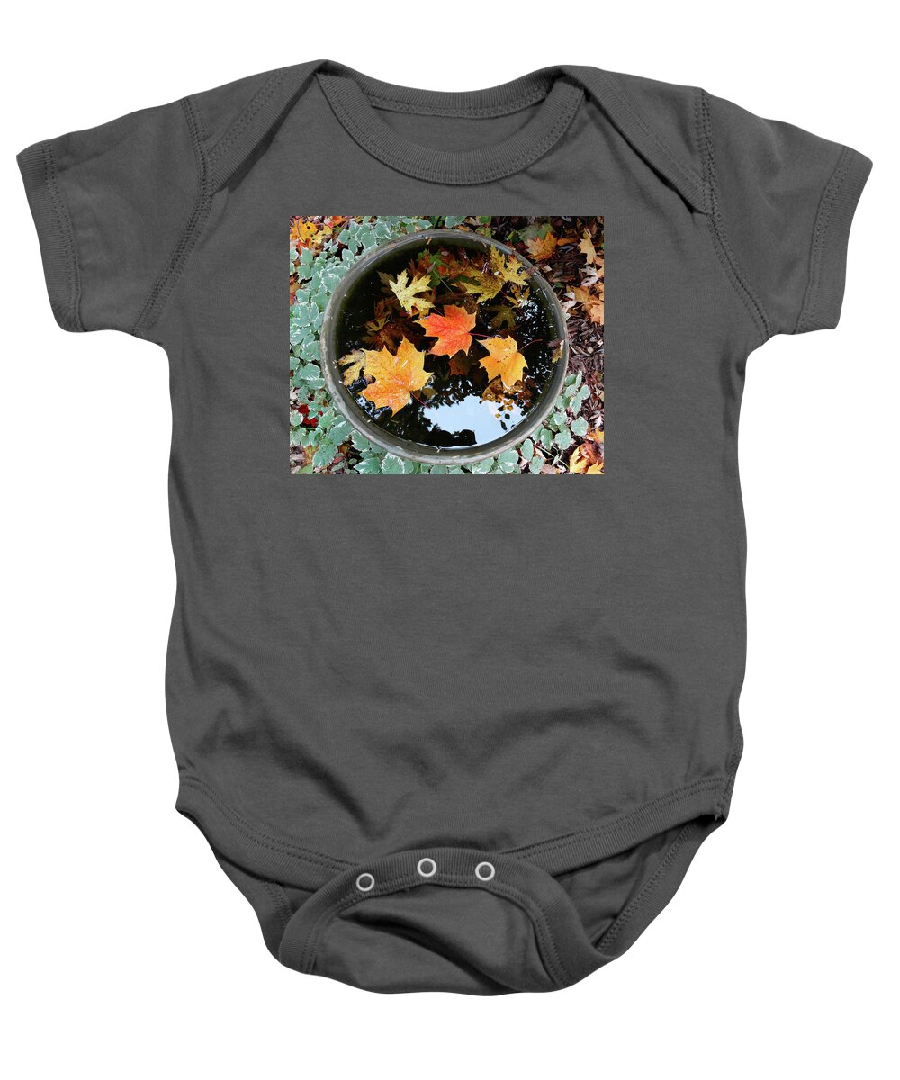 Bird Bath Baby Onesie featuring the photograph Fall in the Water by David T Wilkinson