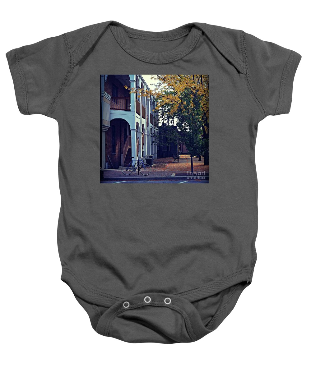 America Baby Onesie featuring the photograph Falling Leaves on Martin Avenue by Frank J Casella
