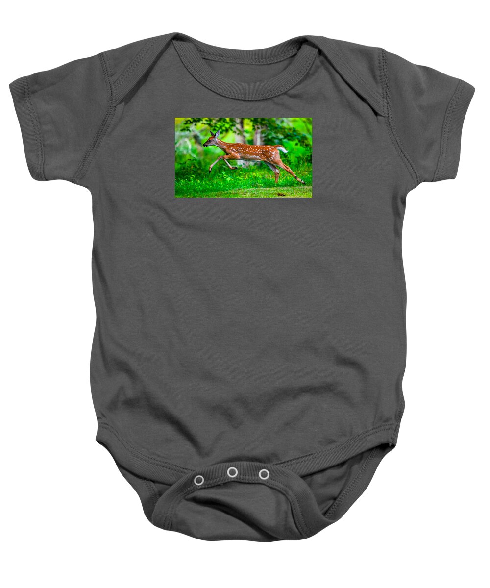  Baby Onesie featuring the photograph Fast Fawn 2 by Brian Stevens