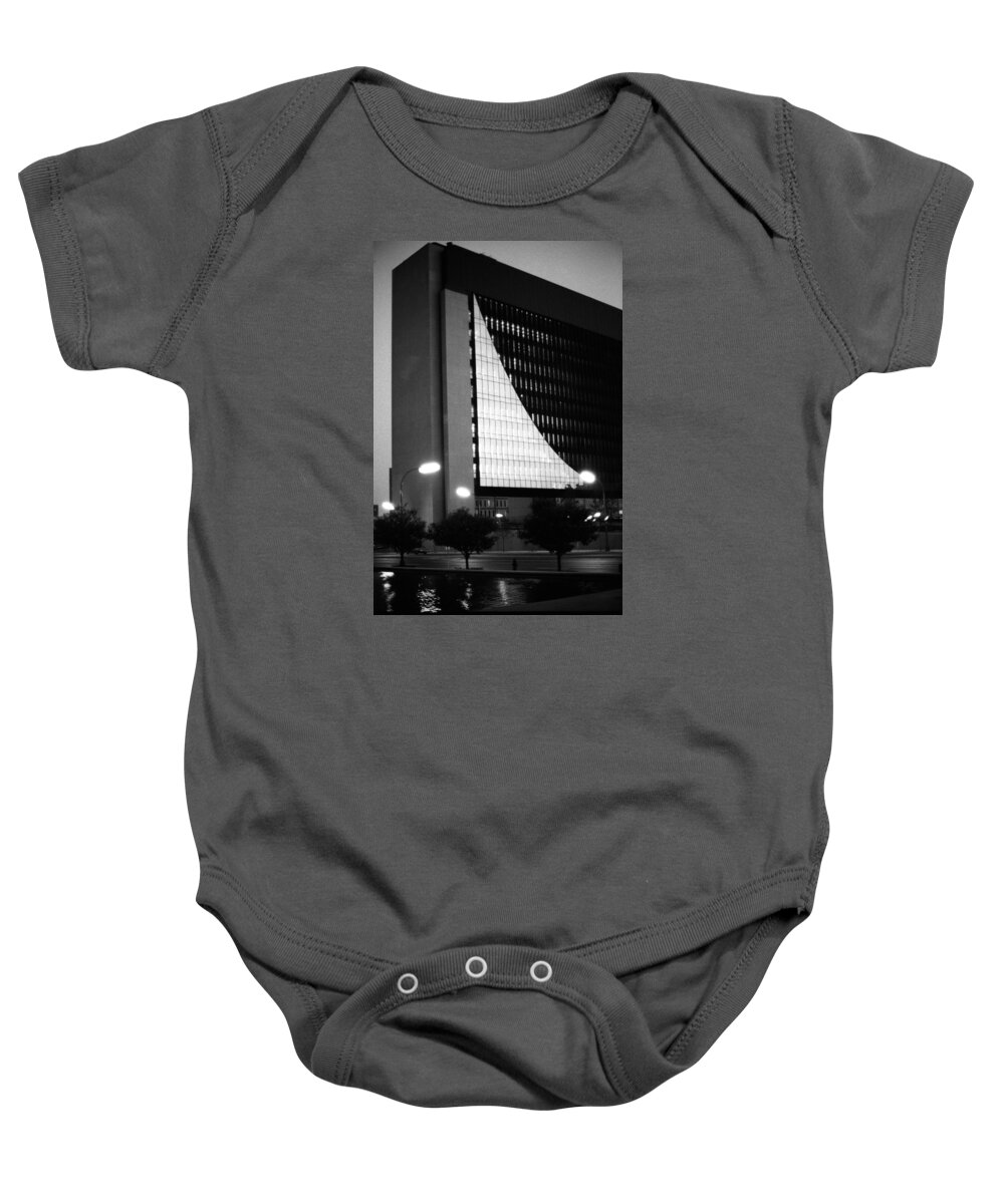 Book Work Baby Onesie featuring the photograph Federal Reserve building at twilight by Mike Evangelist
