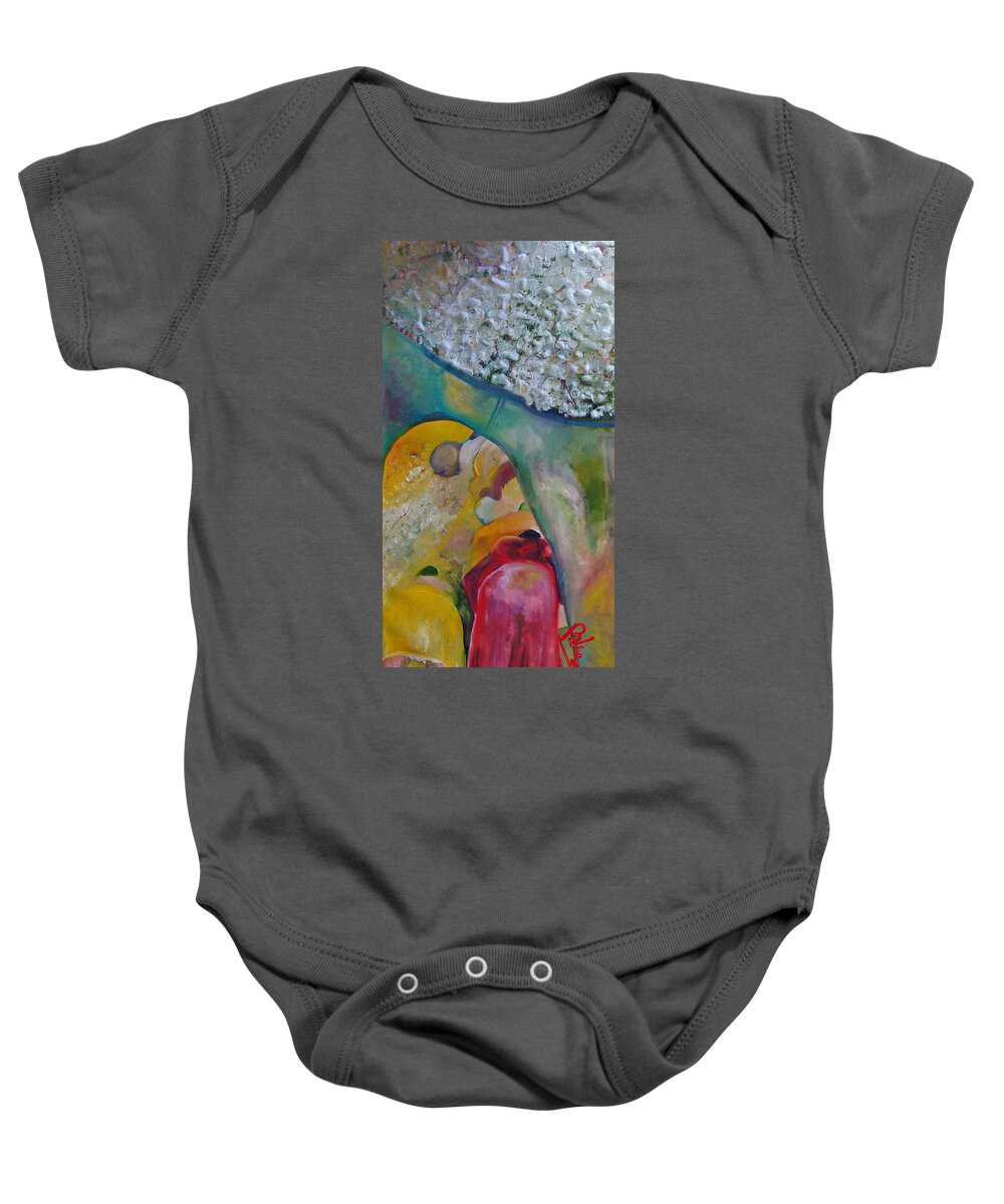 Cotton Baby Onesie featuring the painting Fields of Cotton by Peggy Blood