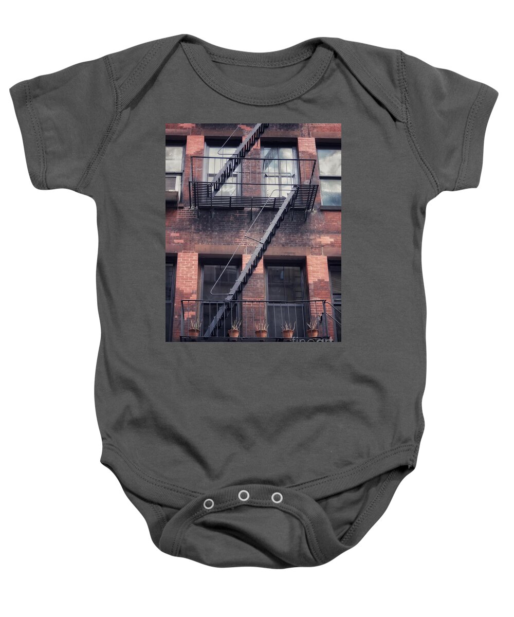 Fire Escape Baby Onesie featuring the photograph Fire Escape by Diana Rajala