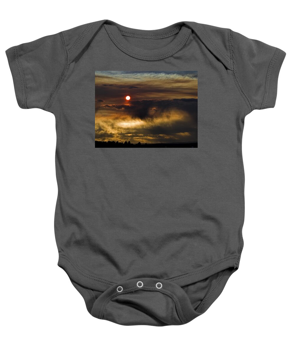 Sunset Baby Onesie featuring the photograph Fire in the Sky by Alana Thrower