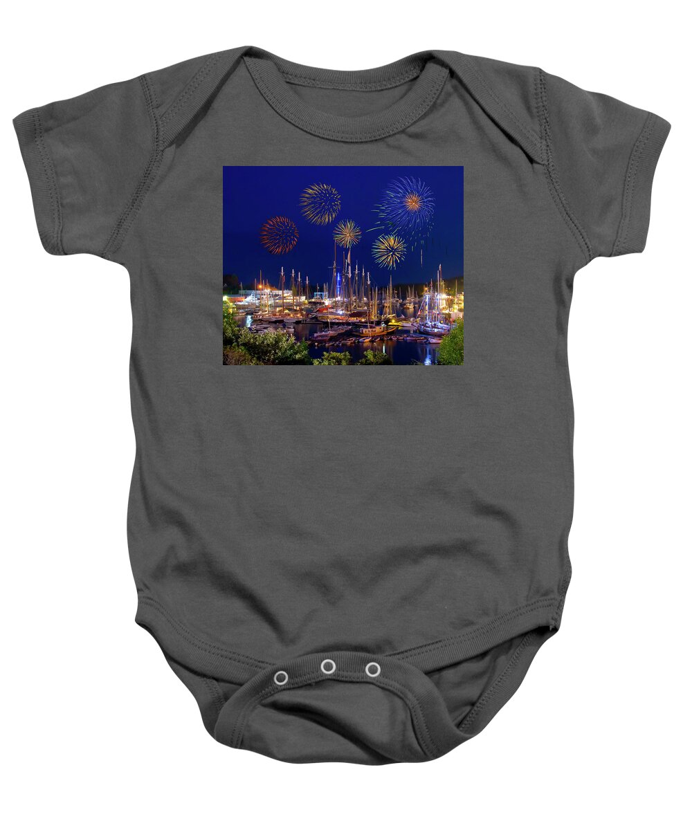 Fireworks Baby Onesie featuring the photograph Fire in the Sky by Jeff Cooper
