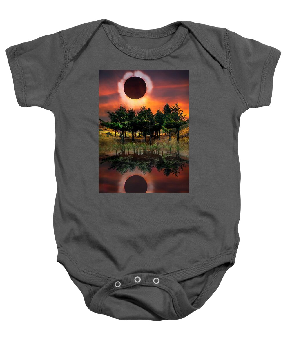 American Baby Onesie featuring the photograph Firefall Eclipse by Debra and Dave Vanderlaan