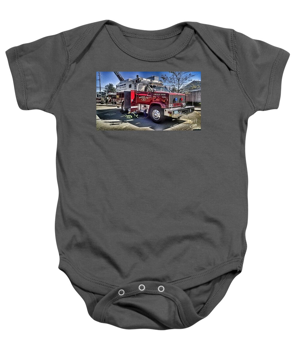Fireman Baby Onesie featuring the photograph Firemen Honor and Sacrifice #1 by Christopher Lotito