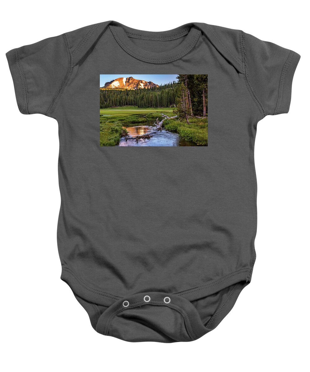 Af Zoom 24-70mm F/2.8g Baby Onesie featuring the photograph First Light on Lassen from Upper Meadow by John Hight