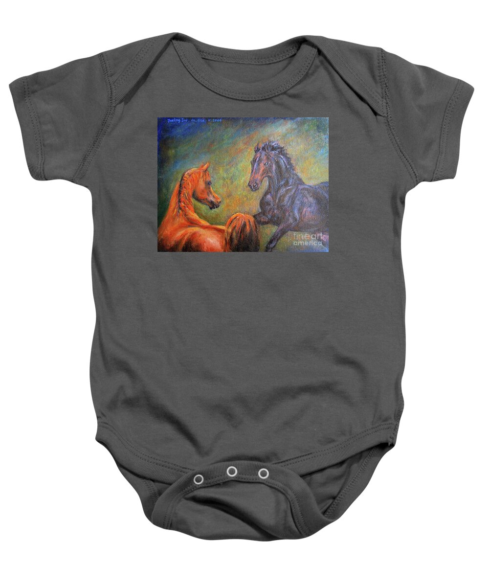 First Sight Baby Onesie featuring the painting First Sight by Xueling Zou