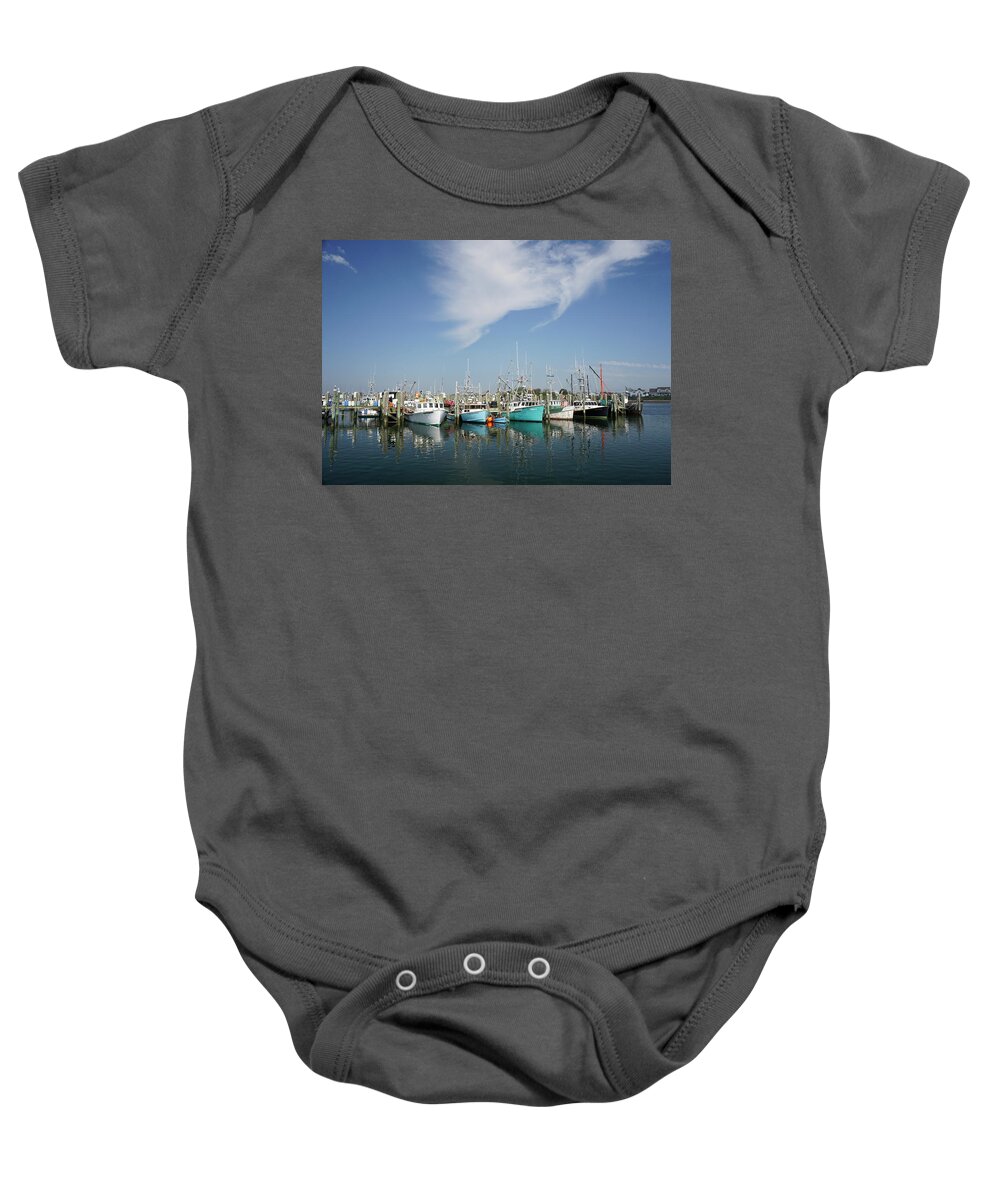 Boats Baby Onesie featuring the photograph Fishing Vessels at Galilee Rhode Island by Nancy De Flon