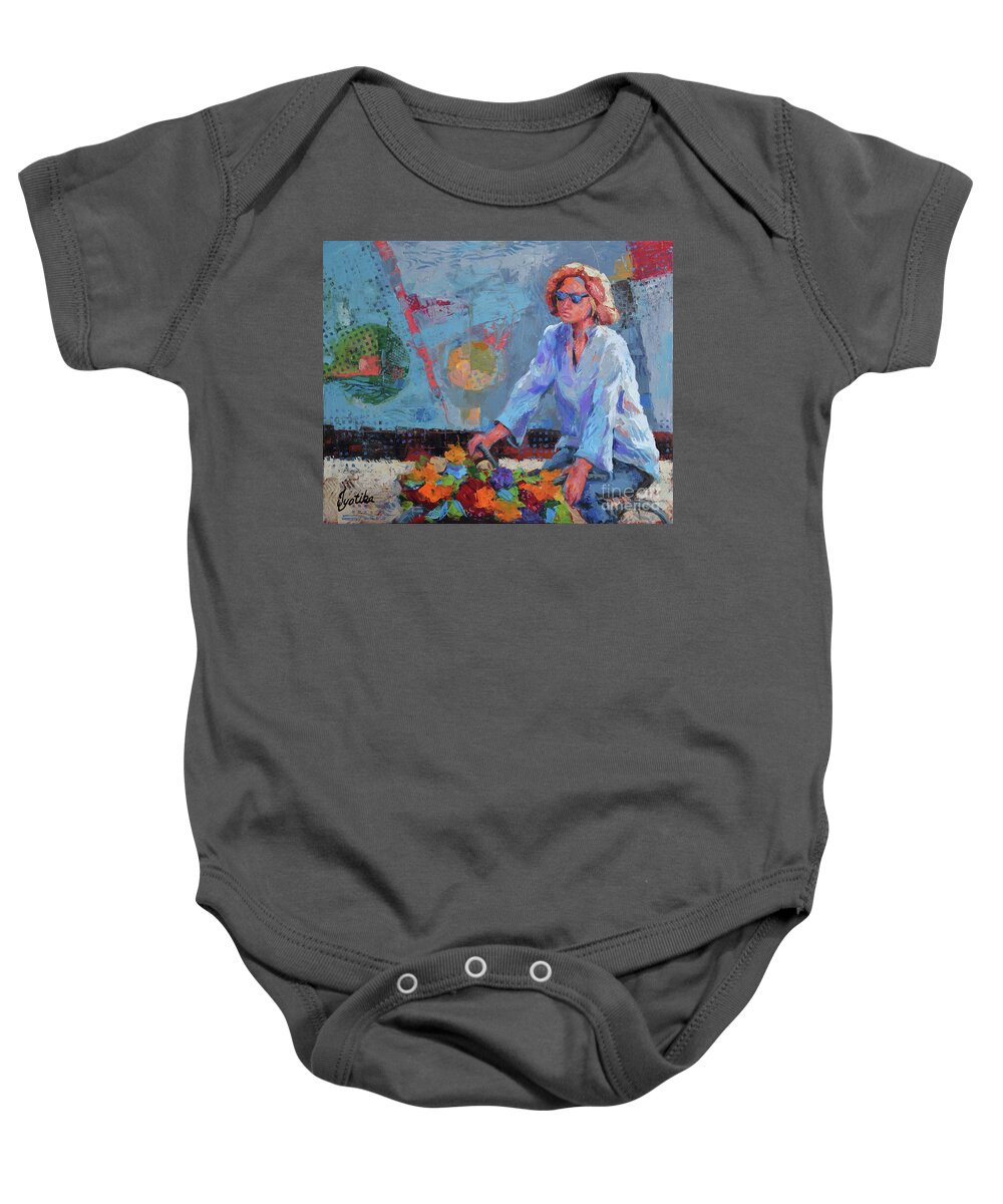  Baby Onesie featuring the painting Flower Girl by Jyotika Shroff
