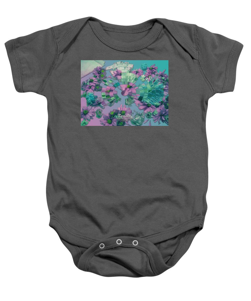 Art Baby Onesie featuring the photograph Flowers and Paper by Barbara Tristan