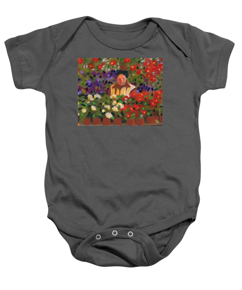 Lithuanian Baby Onesie featuring the painting Flowers For Sale by Deborah Boyd