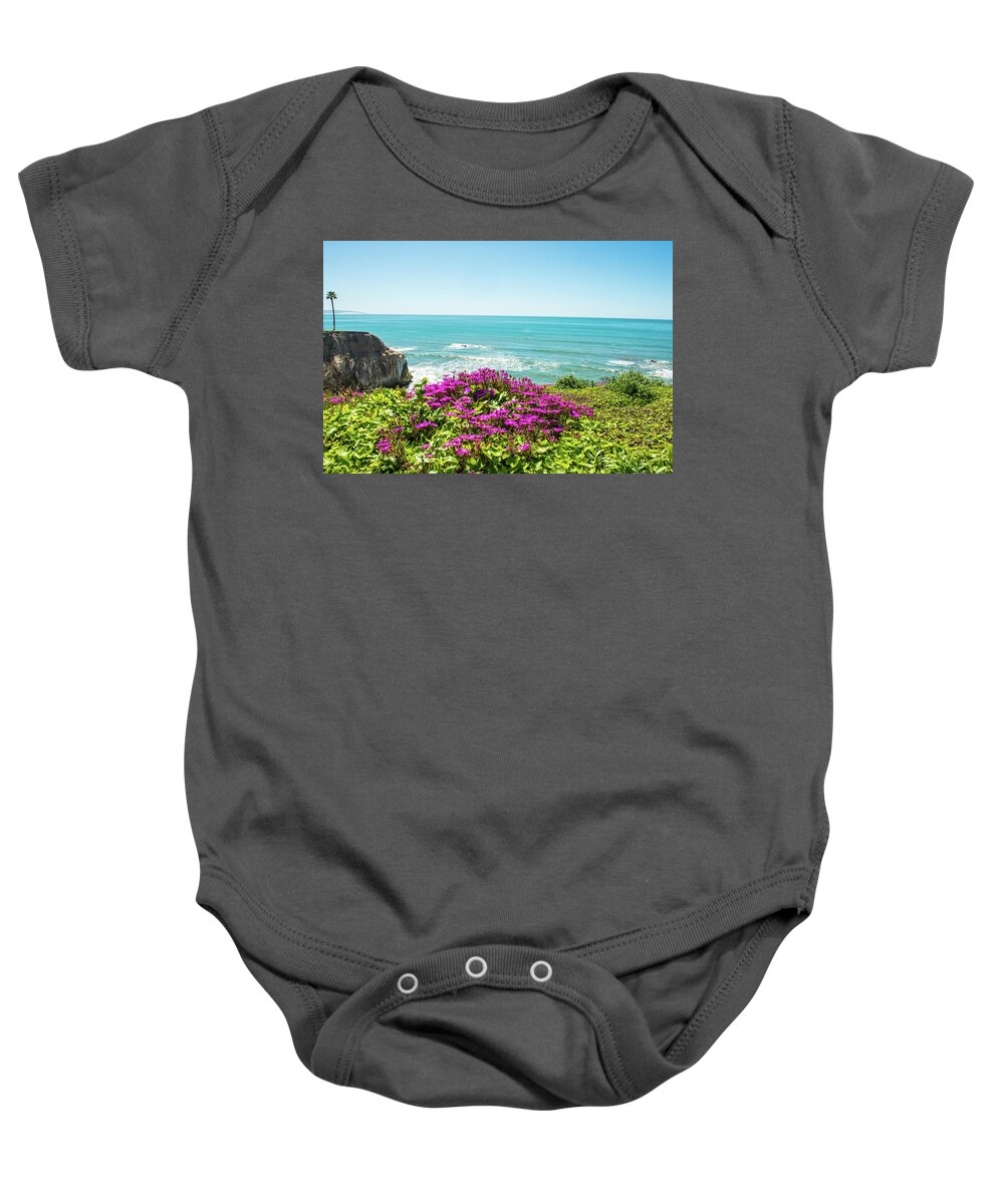Flowers Baby Onesie featuring the photograph Flowers On The Cliff by Paul Johnson
