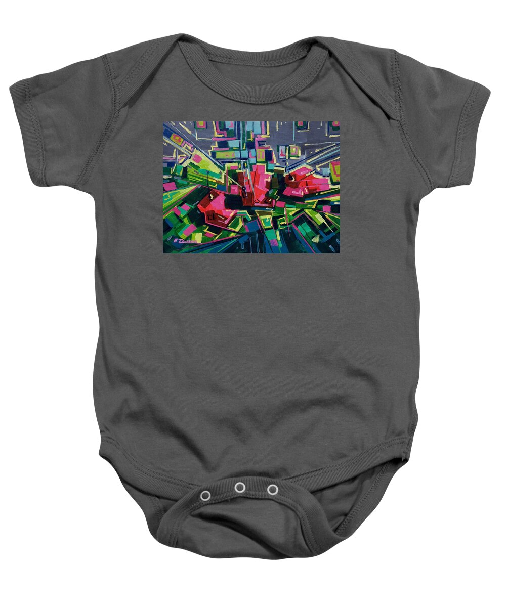 Mondrian Baby Onesie featuring the painting Flowers to Mondrian by Enrique Zaldivar