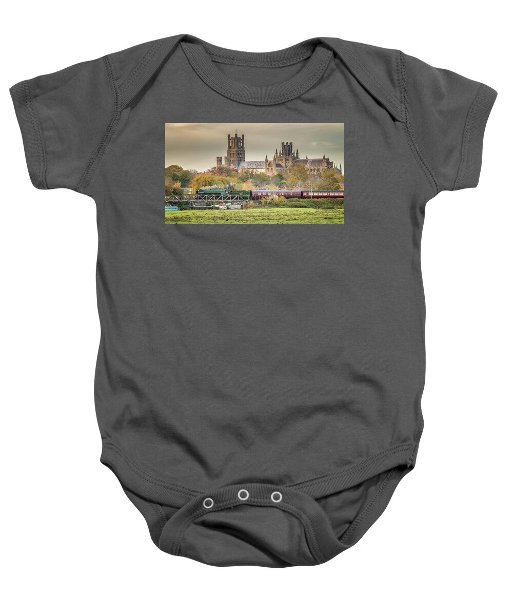 Cambridgeshire Baby Onesie featuring the photograph Flying Scotsman at Ely by James Billings