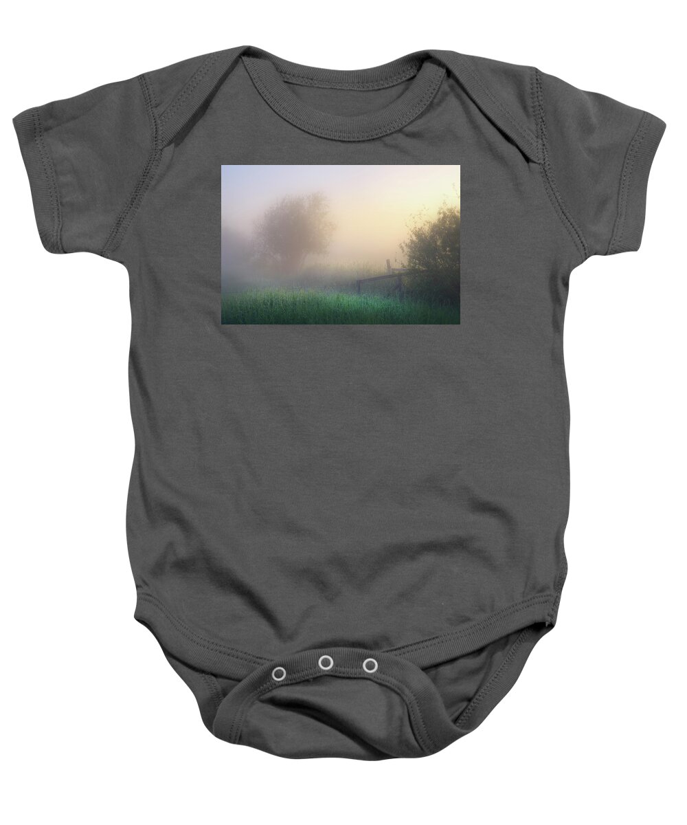 Misty Baby Onesie featuring the photograph Foggy Morning by Dan Jurak