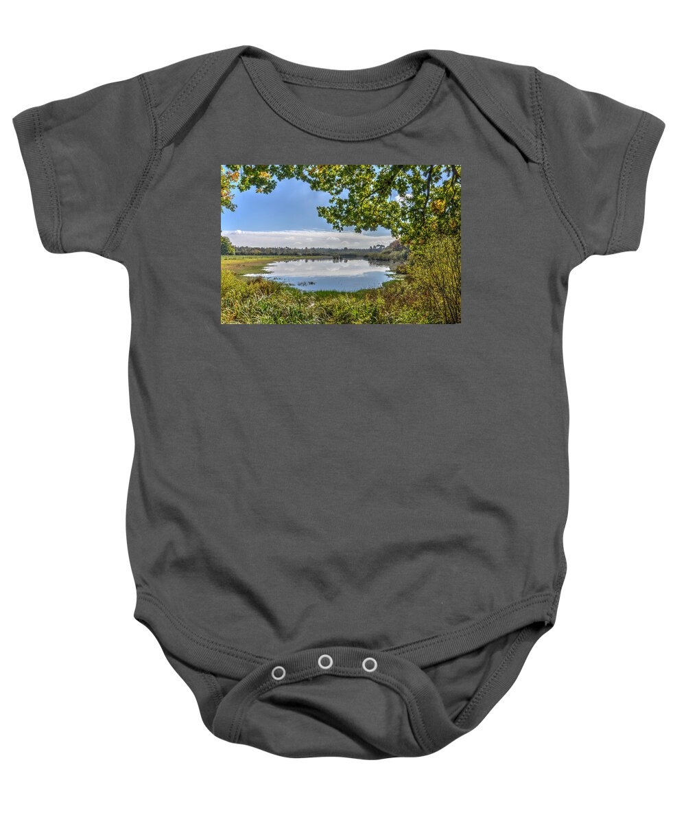 Lake Baby Onesie featuring the photograph Forest Lake Through The Trees by Frans Blok