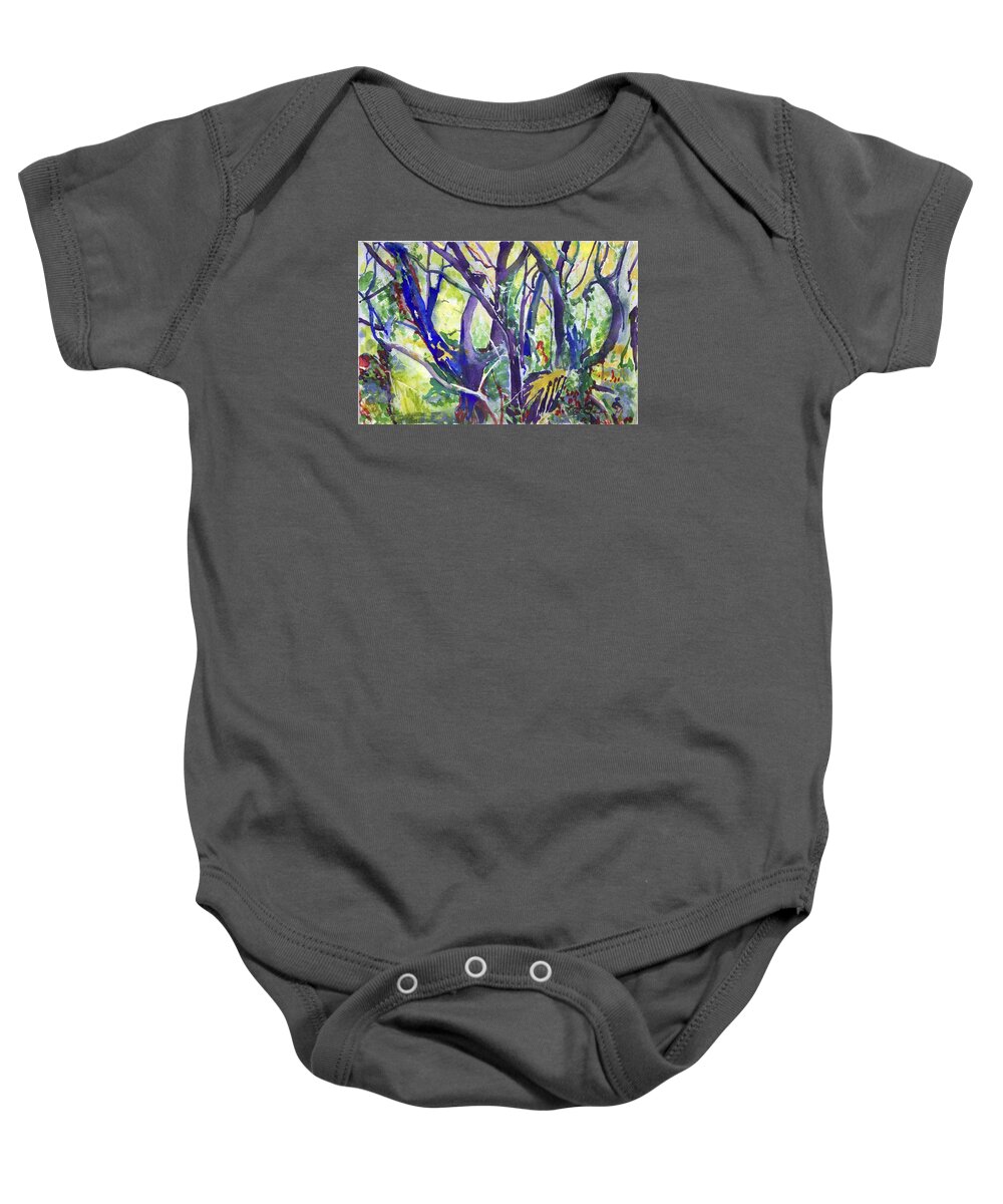  Baby Onesie featuring the painting Forest Rainbow by Kathleen Barnes
