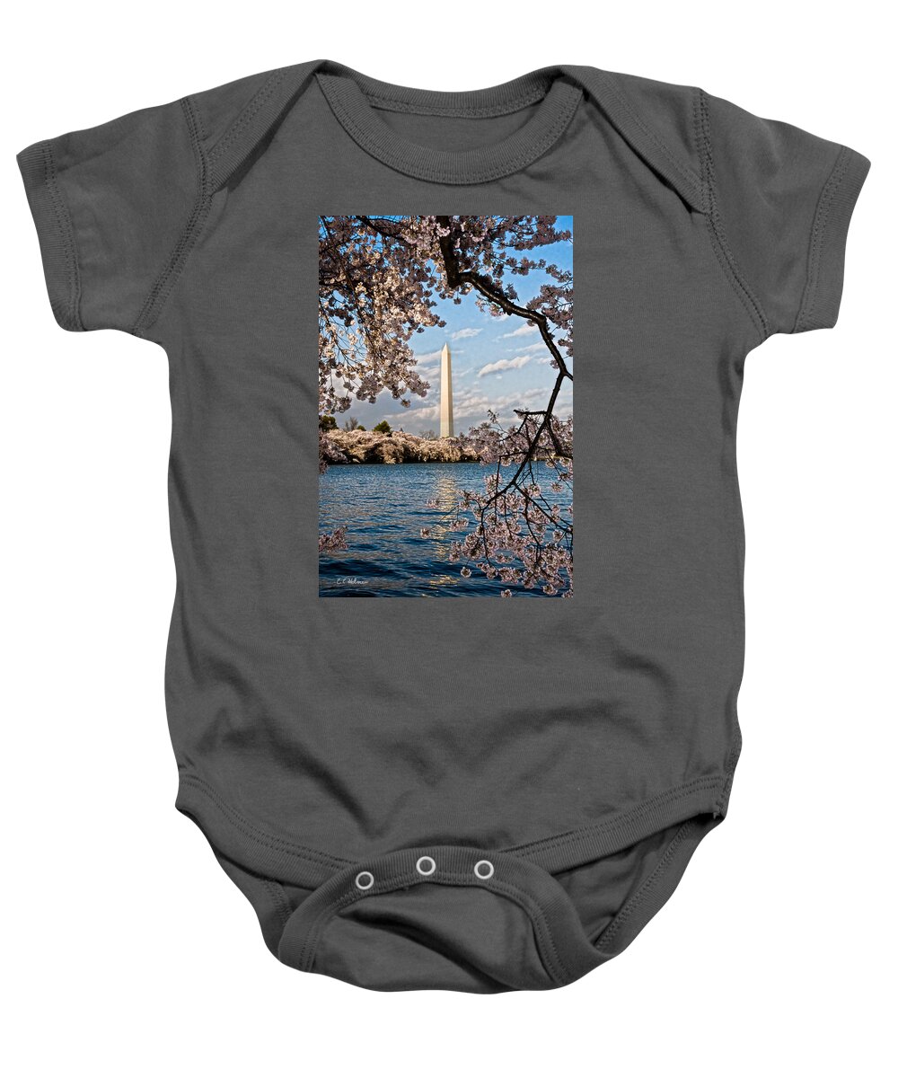 Cherry Baby Onesie featuring the photograph Framed With Blossoms by Christopher Holmes
