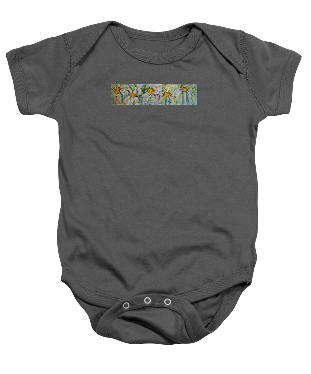 Flowers Baby Onesie featuring the painting Fresh as a Daisy by Ruth Kamenev