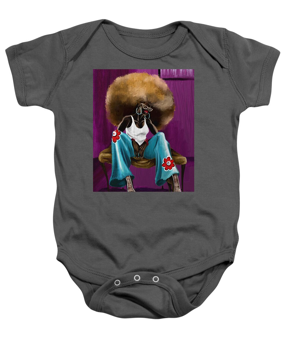 Afro Baby Onesie featuring the digital art FRO by Terri Meredith