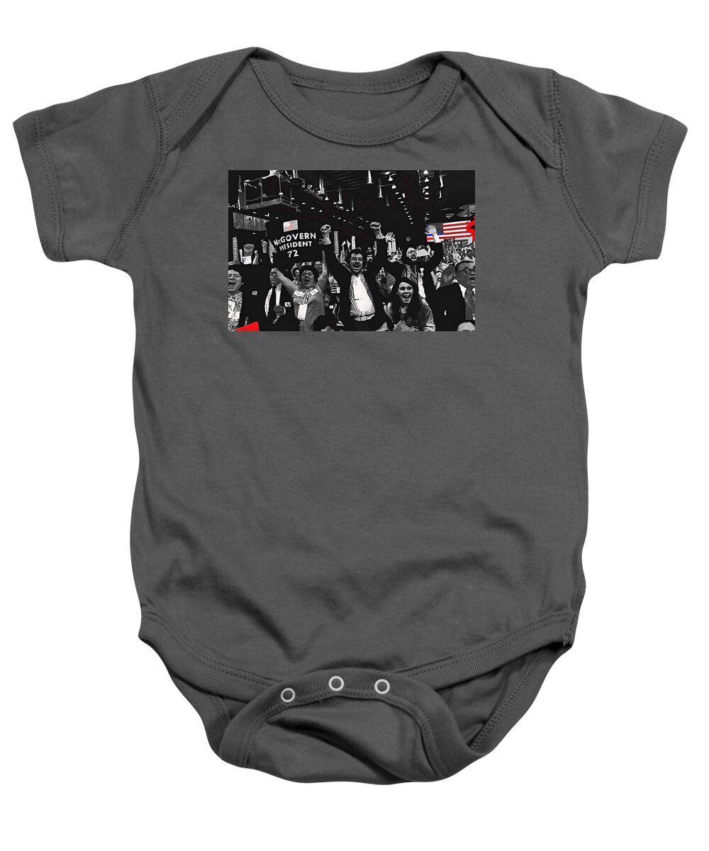 George Mcgovern Supporters Democratic Nat'l Convention Miami Beach Florida 1972 Baby Onesie featuring the photograph George Mcgovern Supporters Democratic Nat'l Convention Miami Beach Florida 1972-2008 by David Lee Guss
