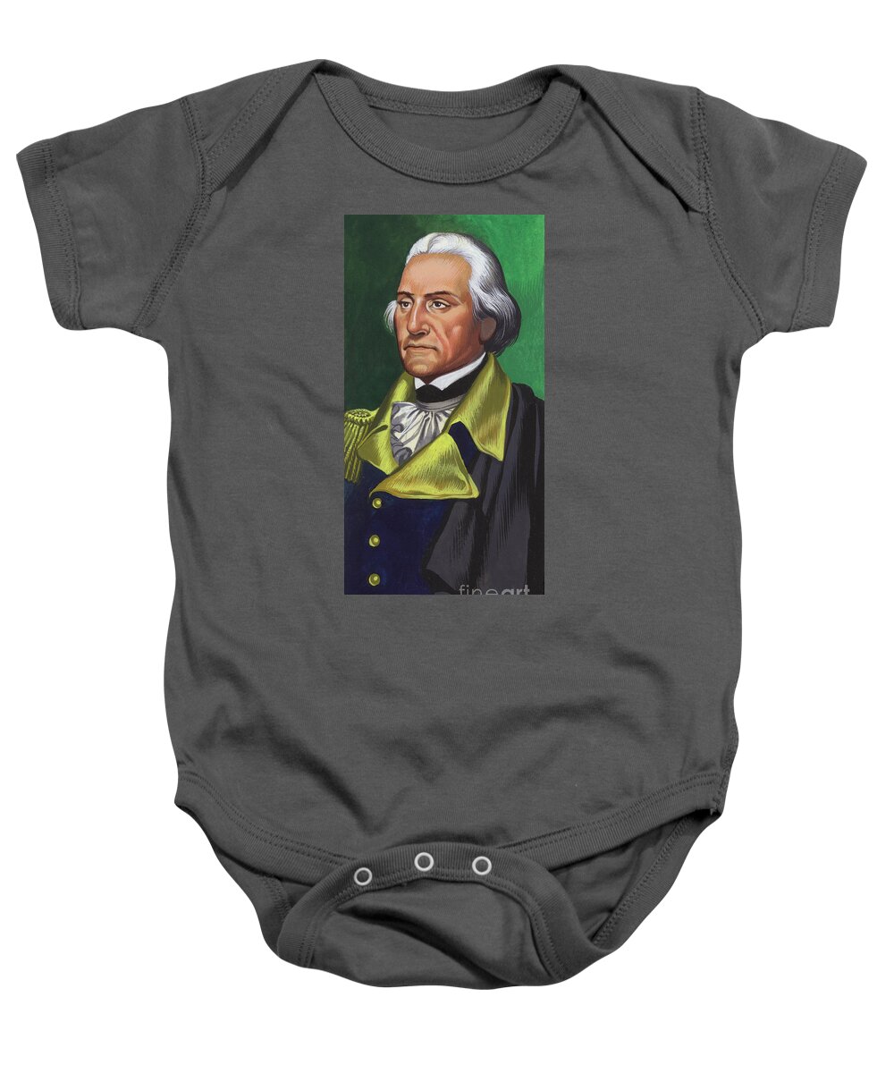 George Washington Baby Onesie featuring the painting George Washington gouache on paper by Ron Embleton