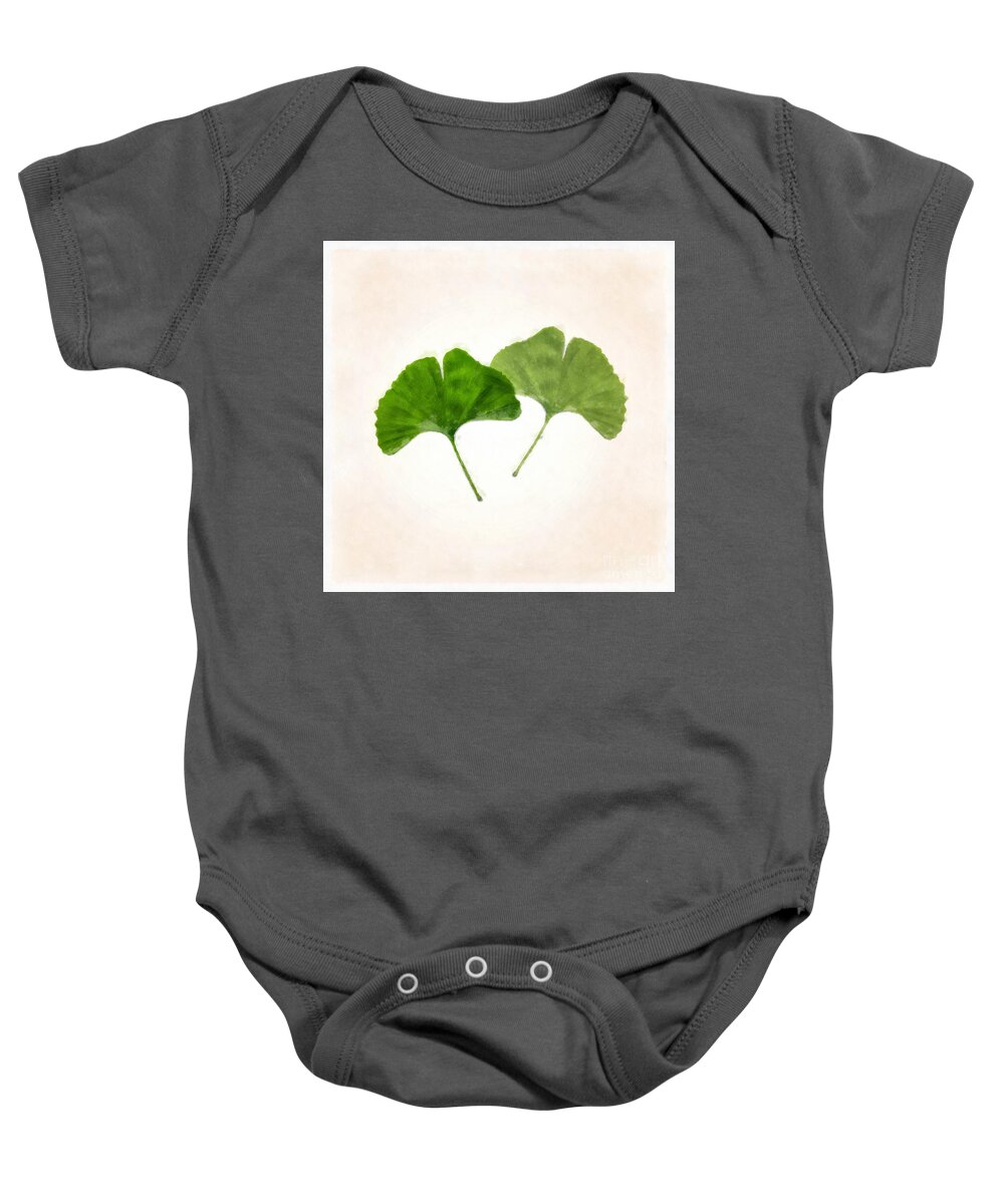 Nature Baby Onesie featuring the photograph Ginkgo Leaves Watercolor by Edward Fielding