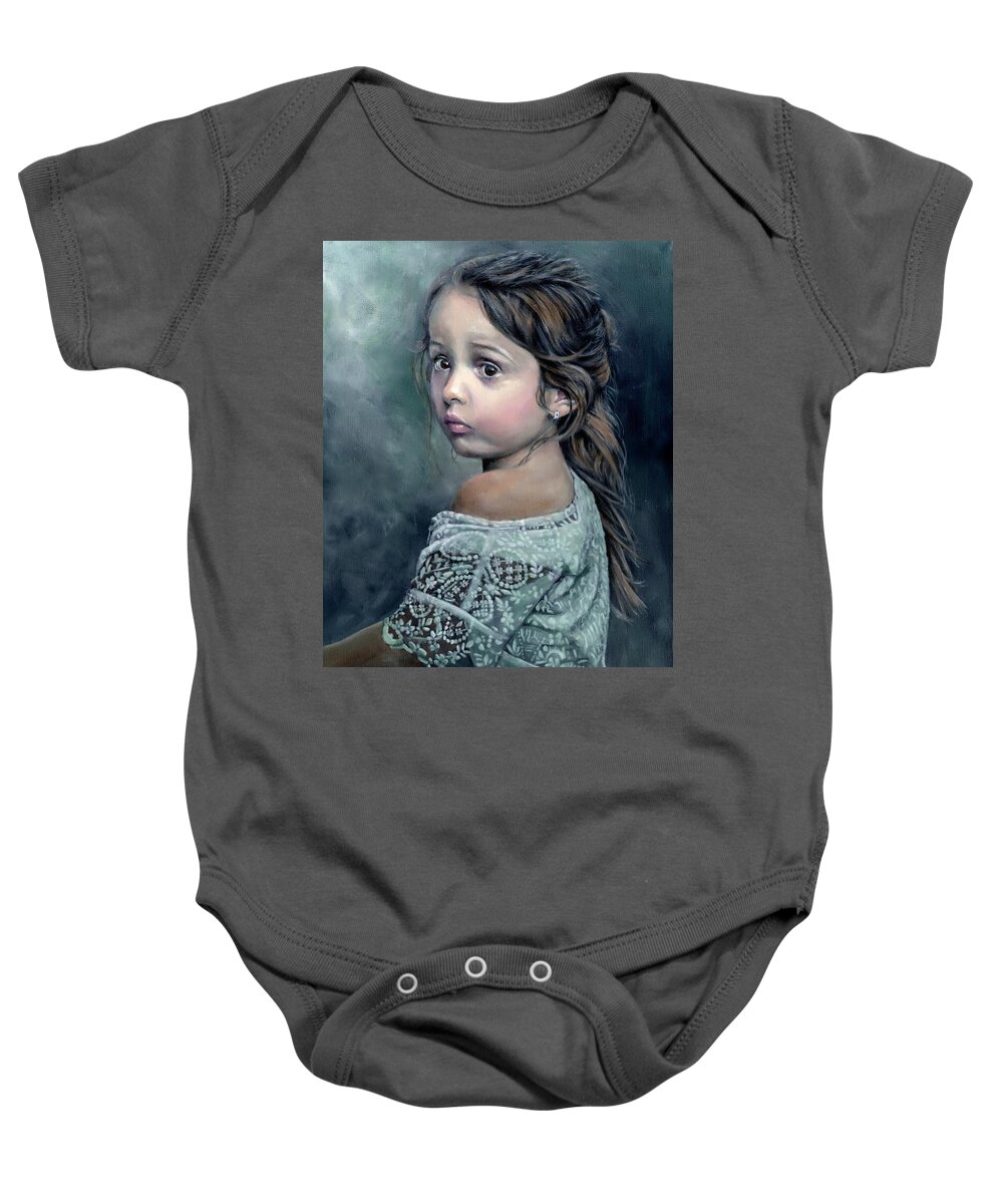 Girl Baby Onesie featuring the painting Girl in Lace by John Neeve