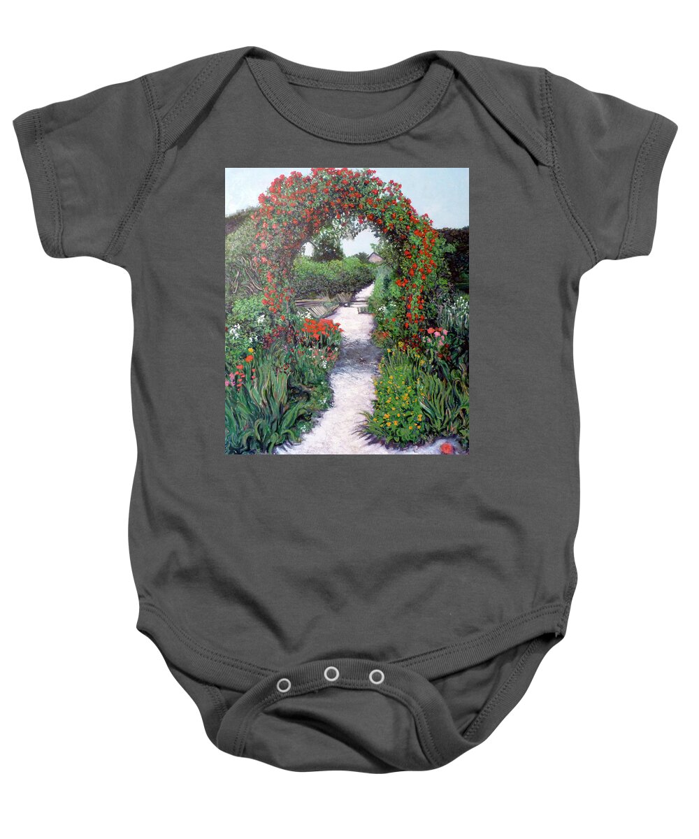 Giverney Baby Onesie featuring the painting Giverney Garden Path by Tom Roderick