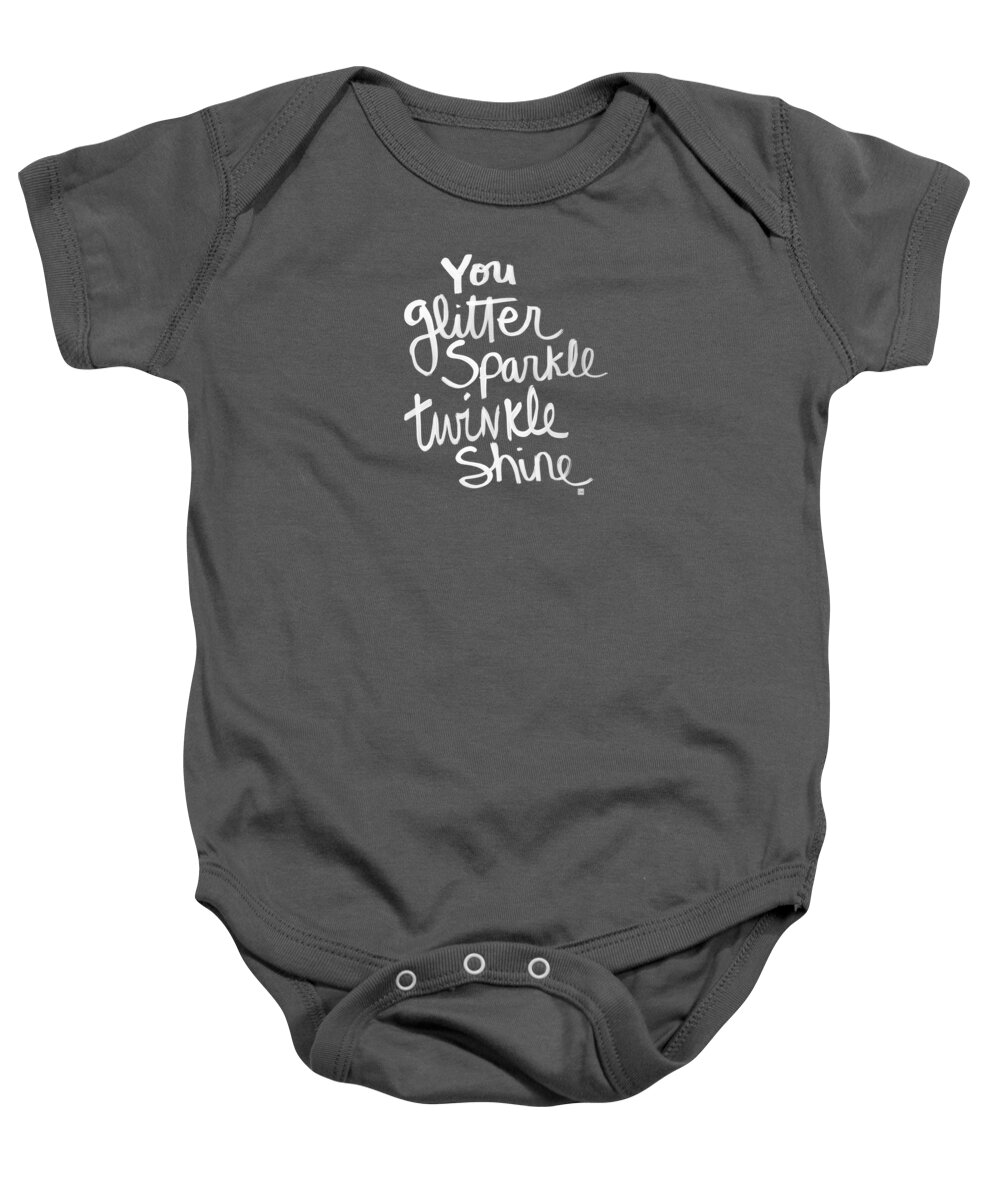 Glitter Baby Onesie featuring the mixed media Glitter Sparkle Twinkle by Linda Woods