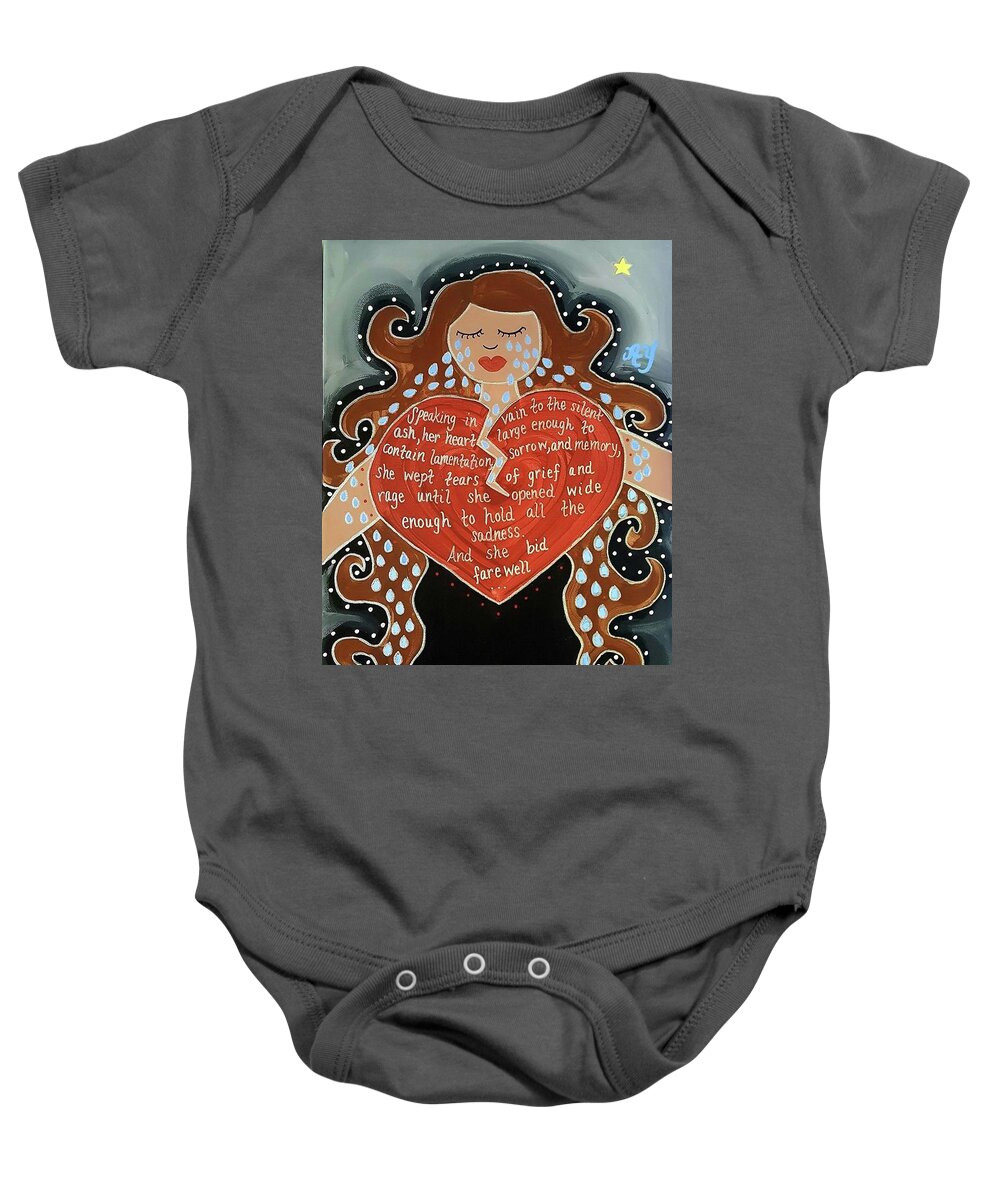 Holy Baby Onesie featuring the painting Goddess of Grief by Angela Yarber