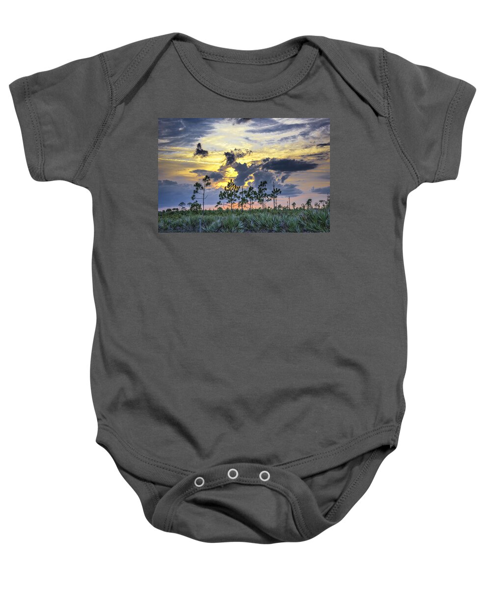 Louise Hill Baby Onesie featuring the photograph Golden Sunset by Louise Hill