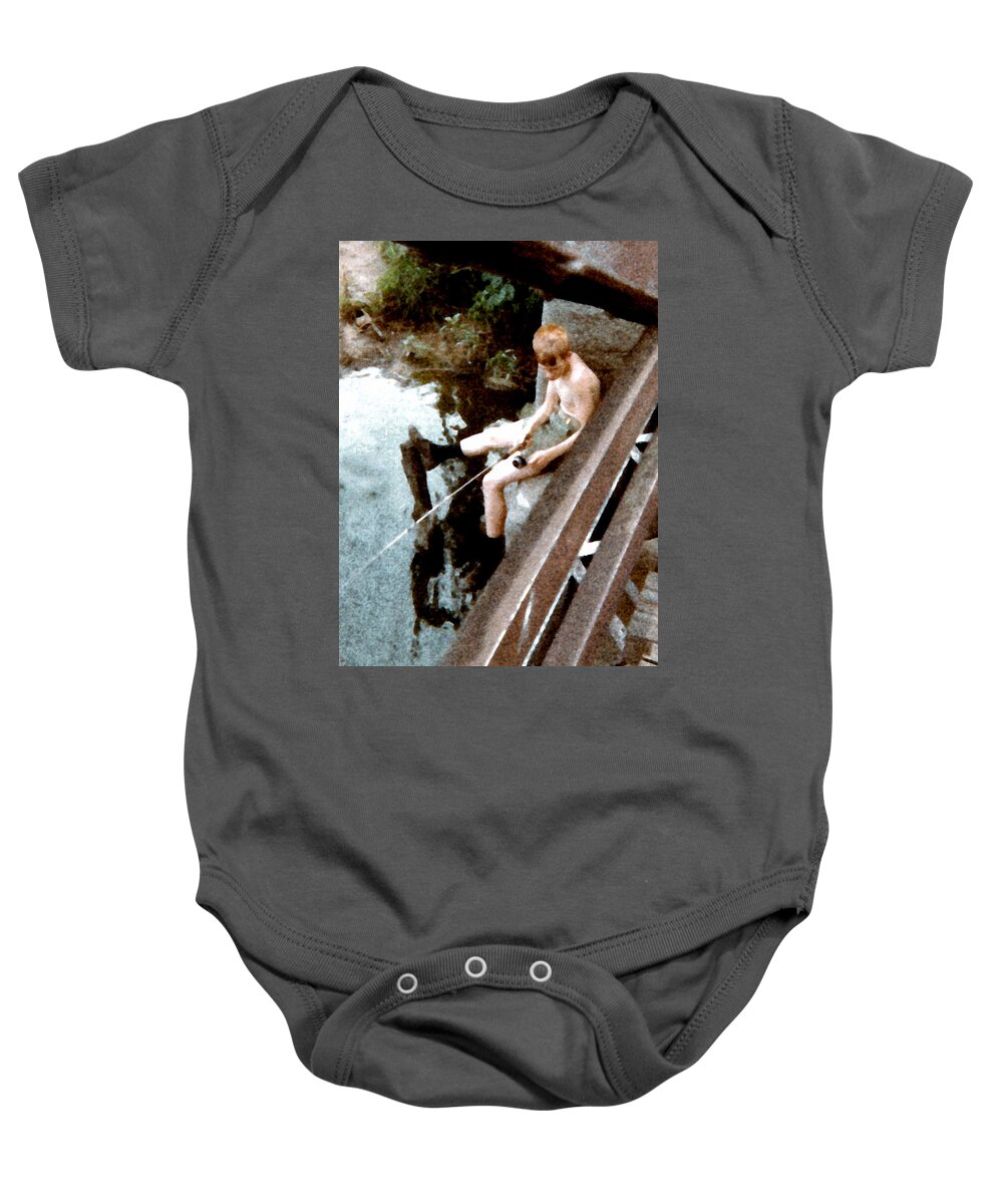 People Baby Onesie featuring the painting Gone Fishing by Paul Sachtleben