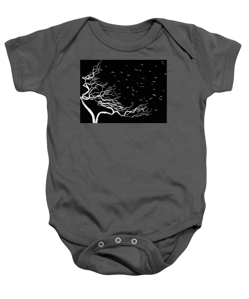 Art Baby Onesie featuring the photograph Gone with the Wind - reverse by Lyuba Filatova