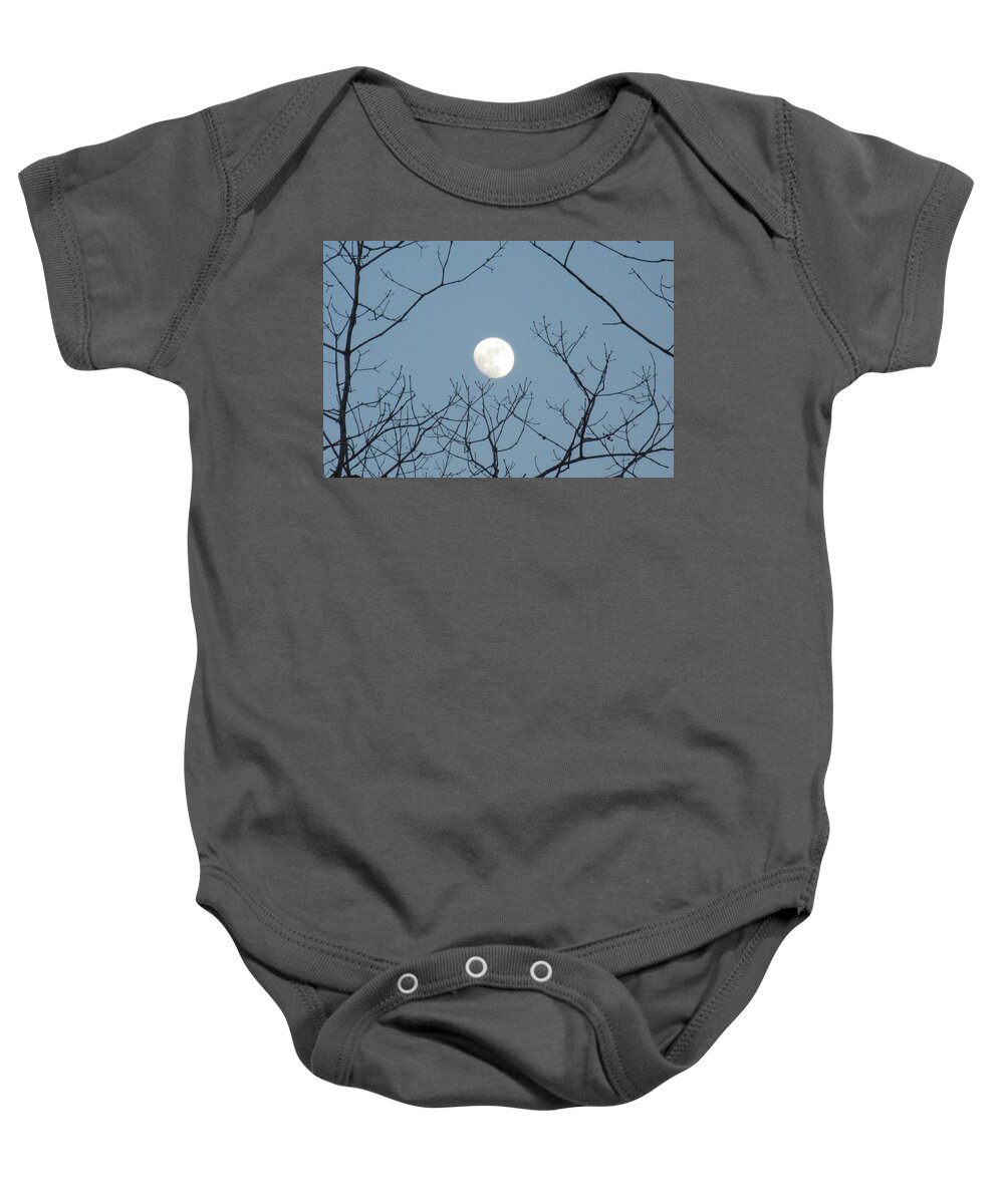 Moon Baby Onesie featuring the photograph Good Afternoon, Moon by Betty Buller Whitehead
