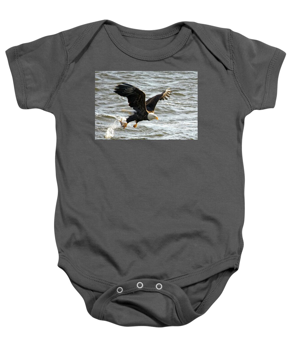 Bald Eagle Baby Onesie featuring the photograph Gotcha by Peter Ponzio