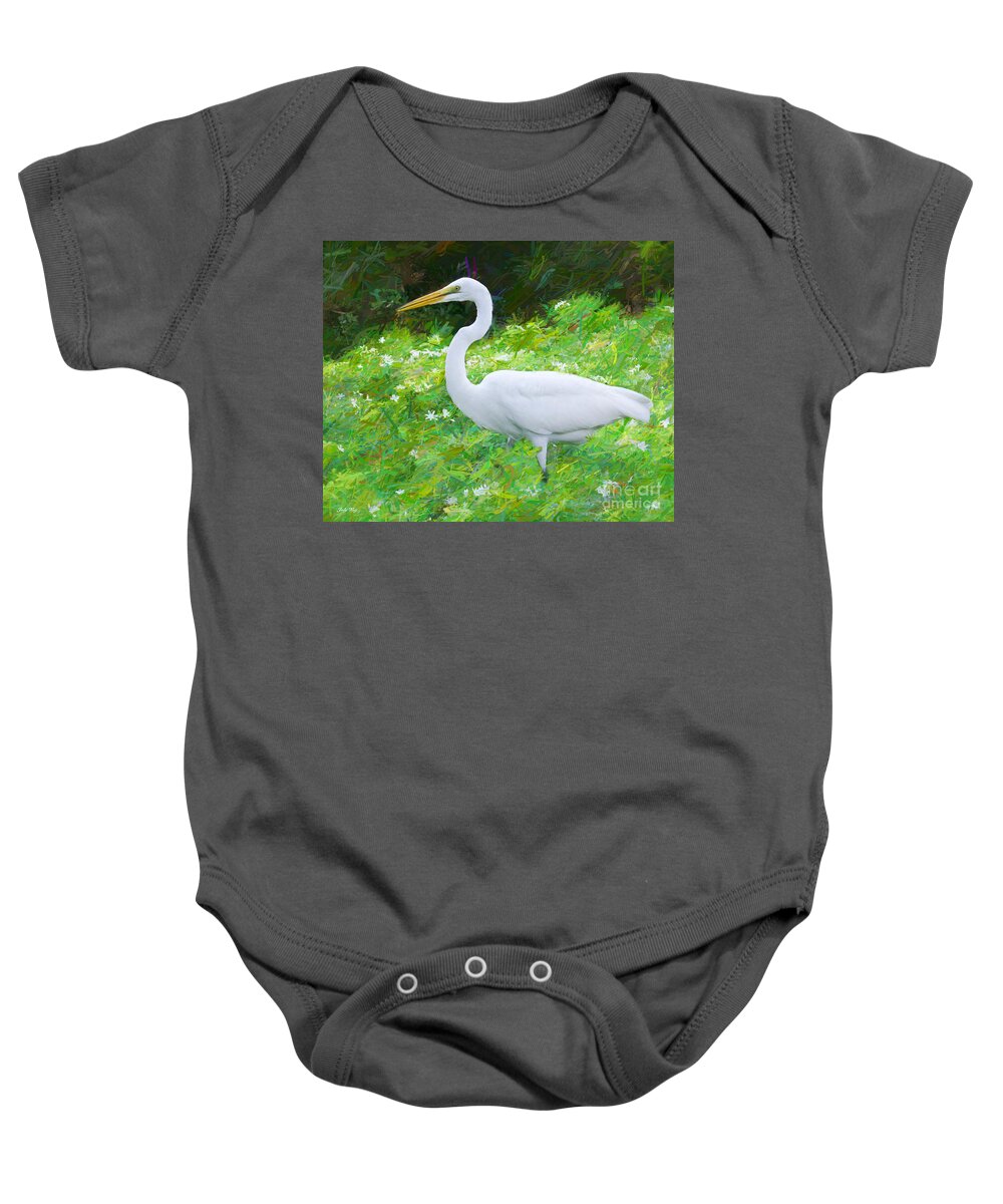 Egrets Baby Onesie featuring the painting Grace in Nature by Judy Kay