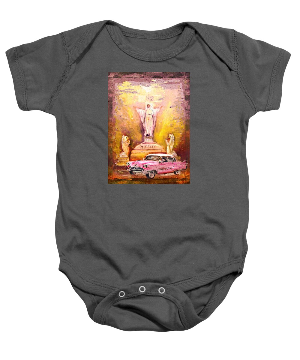 Travel Baby Onesie featuring the painting Graceland Authentic Madness by Miki De Goodaboom