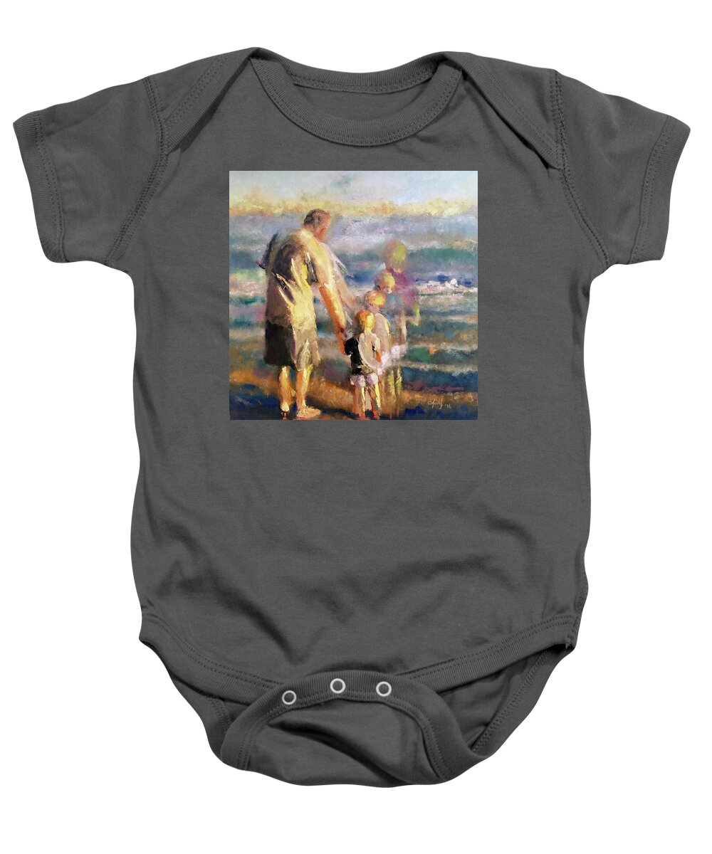  Baby Onesie featuring the painting Grandpa Dino by Josef Kelly