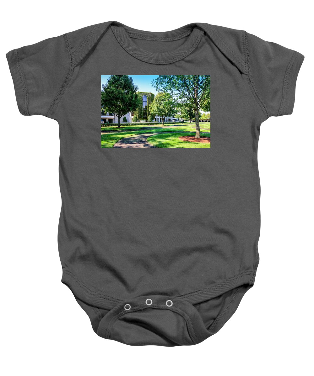 Grandstand Gardens Baby Onesie featuring the photograph Grandstand at Keeneland KY by Chris Smith