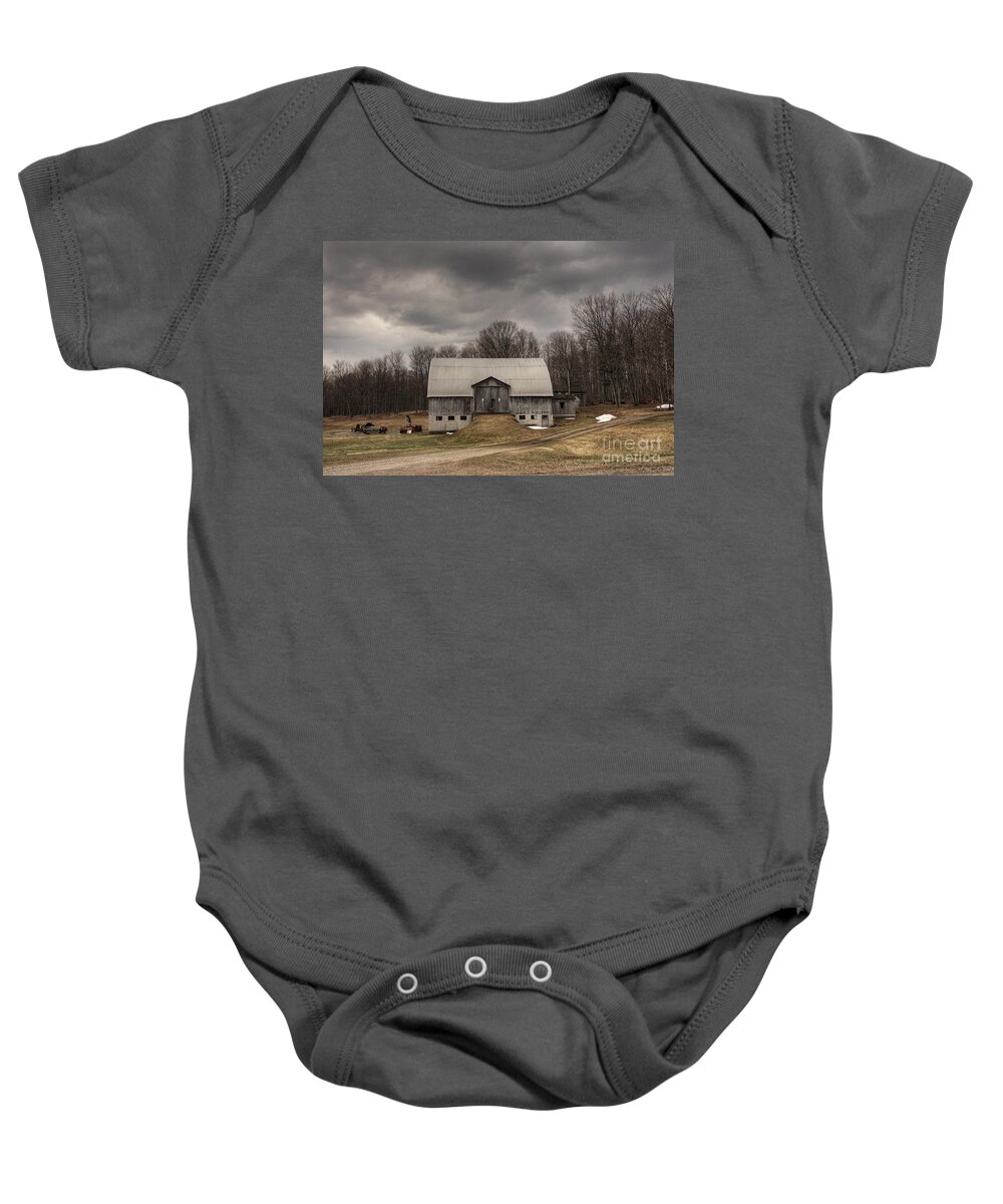 Barn Baby Onesie featuring the photograph Grays by Terry Doyle