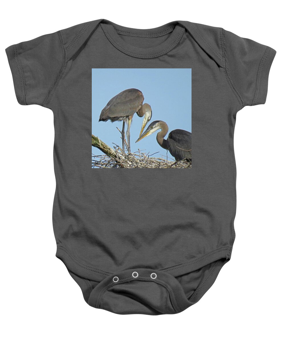 Great Blue Heron Baby Onesie featuring the photograph Great Blue Heron Pair by Pat Miller