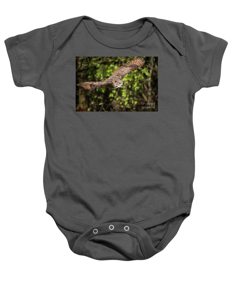 Great Horned Owl Baby Onesie featuring the photograph Great Horned Owl-2419 by Steve Somerville