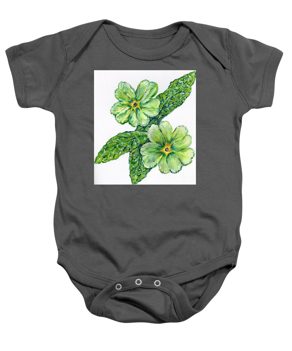 Green Baby Onesie featuring the painting Green Primrose Illustration by Catherine Gruetzke-Blais