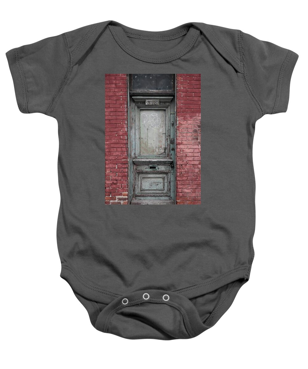 Decay Baby Onesie featuring the photograph Griffintown Door by Kreddible Trout