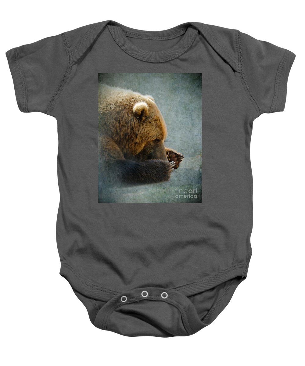 Bear Baby Onesie featuring the photograph Grizzly Bear Lying Down by Betty LaRue