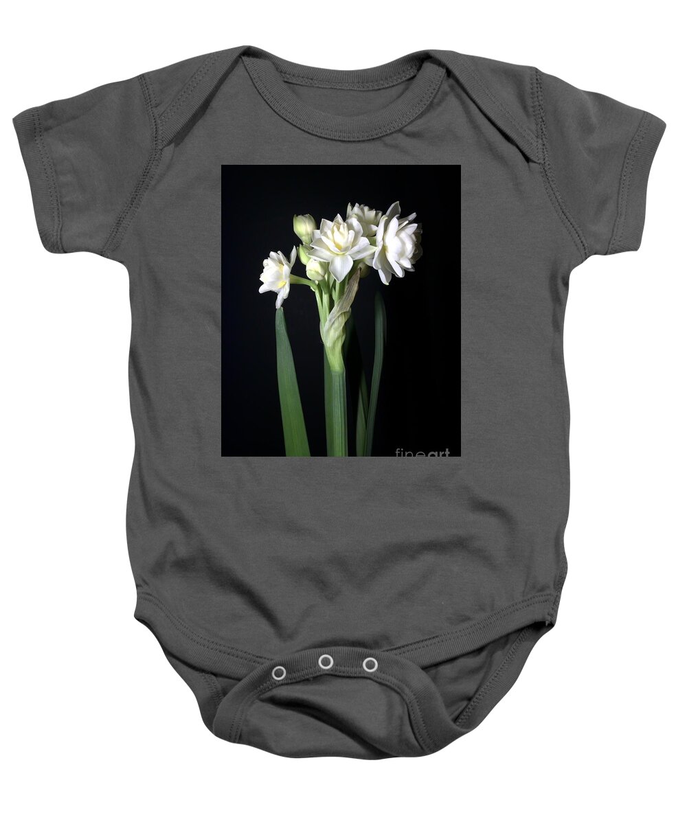 Photograph Baby Onesie featuring the photograph Grow Tiny Paperwhites Narcissus Photograph by Delynn Addams by Delynn Addams